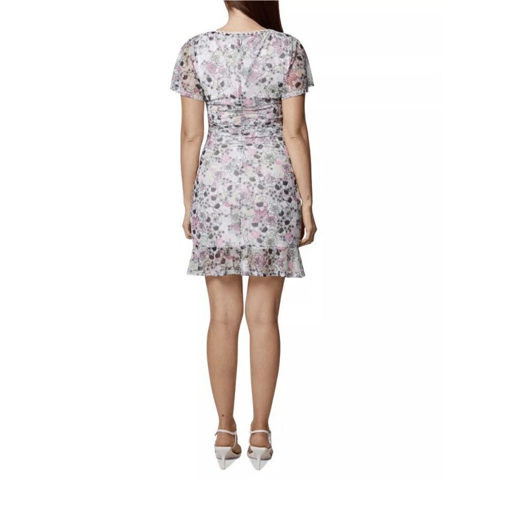 Bcbgeneration Ruched Mesh Mini Dress Garden 10